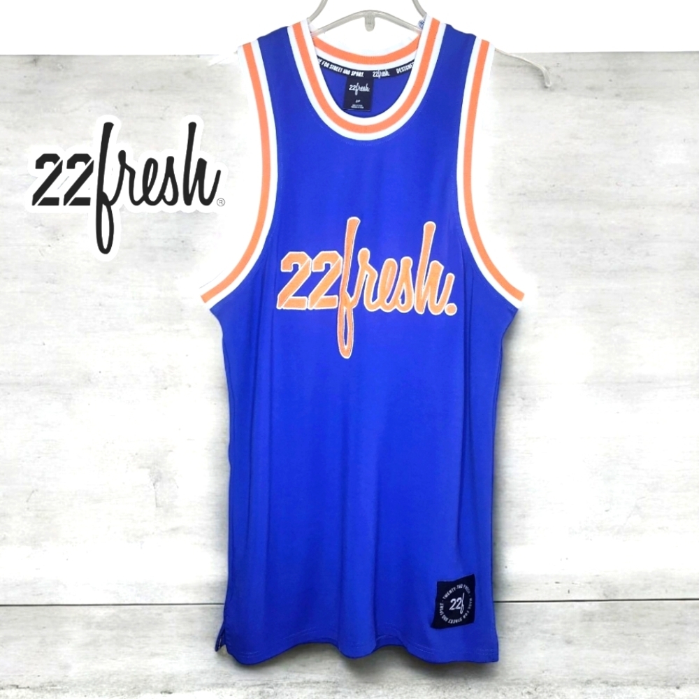 22FRESH Blue & Orange Basketball Jersey - Small